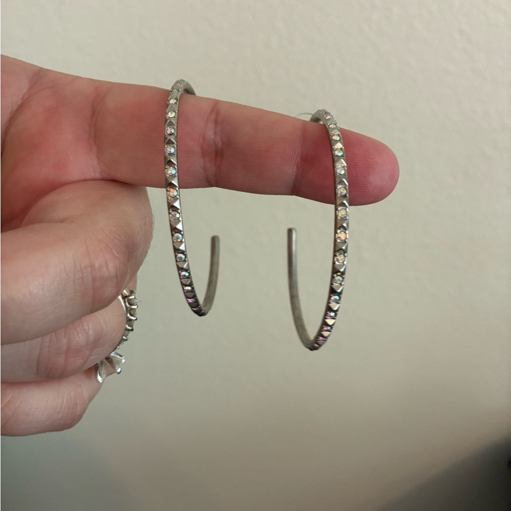 Kendra Scott Silver Crystal Hoop Earrings